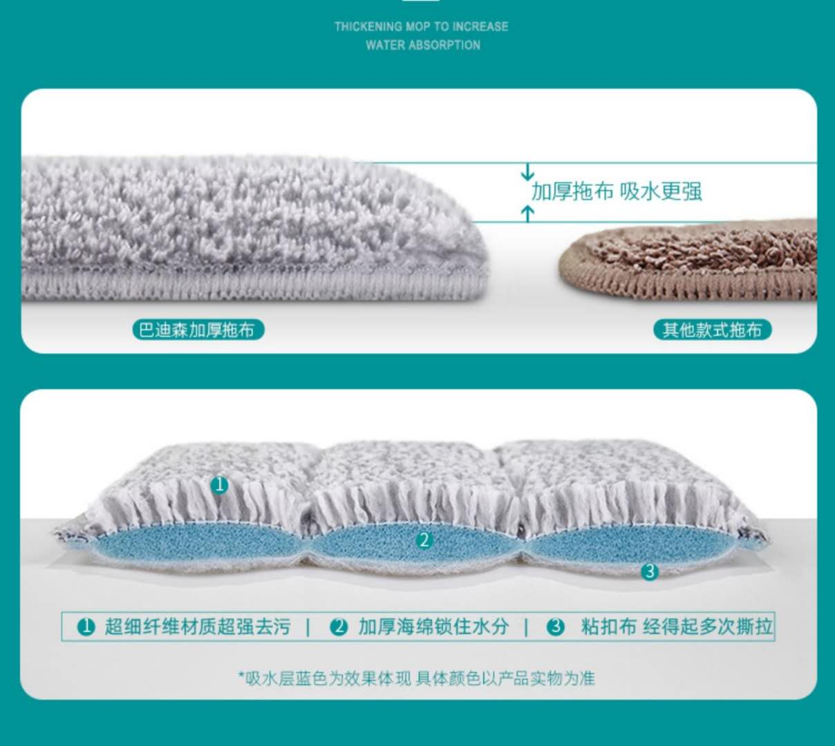 Imported Scratch-off Mop Hand Wash-Free Internet Celebrity Mop Household Mop 2023 New Tile Mop No Water Marks