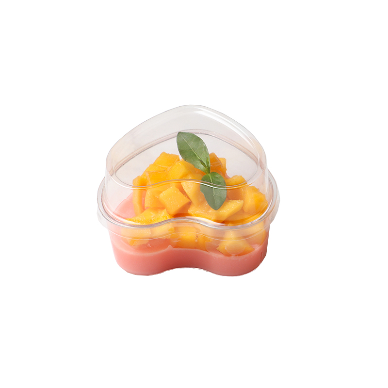 Heart-Shaped Mousse Cup Creative Transparent Disposable Dessert Table Small Cute Pastry Cake Dessert with Lid Pudding Cup