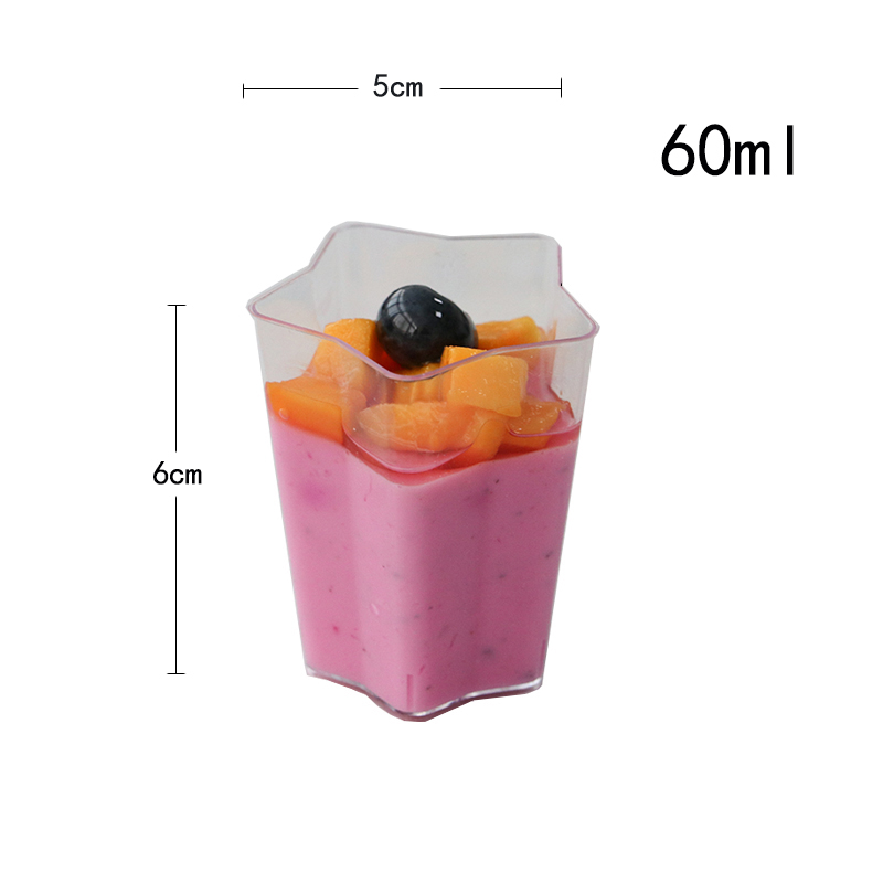 Five-Pointed Star Mousse Cup Pudding Jelly Mousse Desser Cup Creative Dessert Hard Plastic Disposable Cup with Lid Transparent