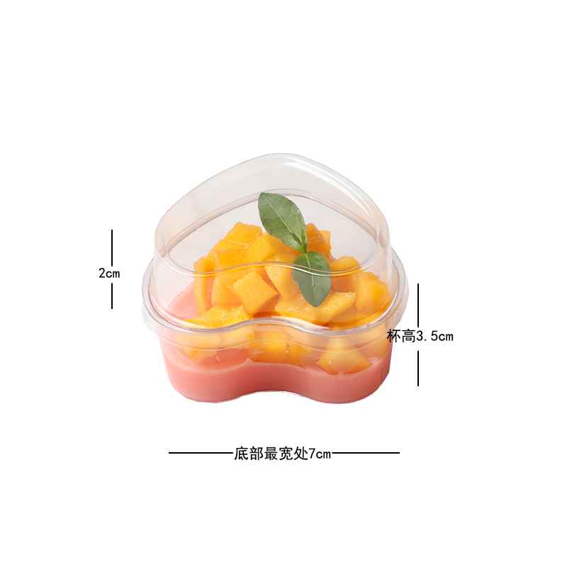 Heart-Shaped Mousse Cup Creative Transparent Disposable Dessert Table Small Cute Pastry Cake Dessert with Lid Pudding Cup