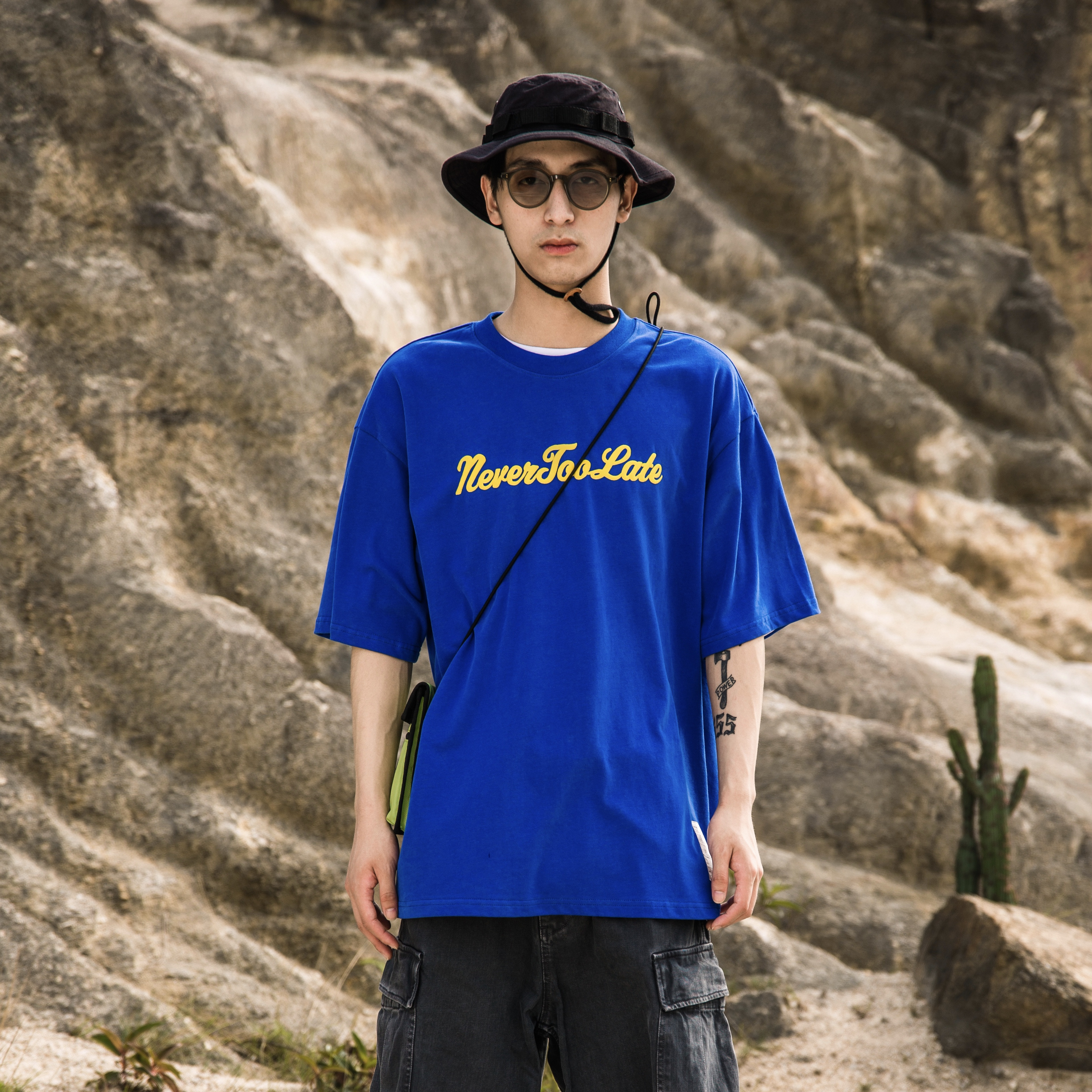 NGOARMY SS20 theme foaming printed short-sleeved T-shirt all-match Japanese drape national tide original men and women
