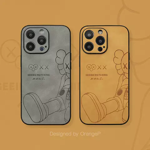 KAWS Seeing Watching New Phone Cases Covers Synthetic Leather Non Slip Trendy Fashionable iPhone 14, iPhone 13, iPhone 12