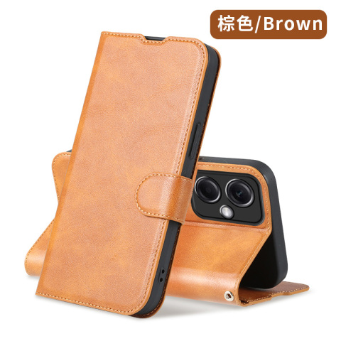 Brown — Wallets Folio Flip Magnetic Synthetic Leather Card Holder Folding Stand Business Style Note 12, Note 12 Pro, Note 12