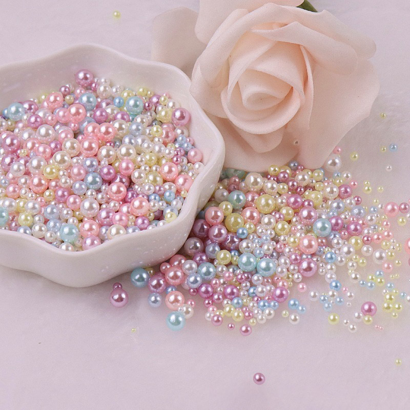 Tiktok Cross-Border Color ABS Non-Porous Imitation Pearl DIY Accessories Mermaid Pearl Macaron Toy Filled Beads