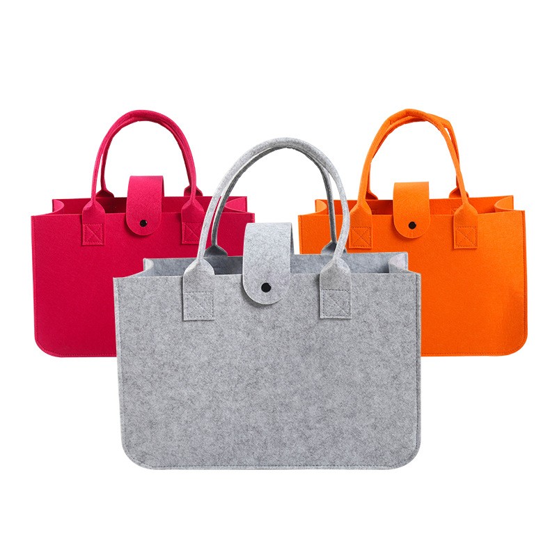 Factory Direct Sales Felt Handbag Women's Buggy Bag Thickened Solid Color Gift Eco-friendly Shopping Bags Custom Logo