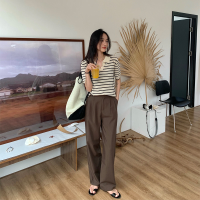 冰茶家阔腿裤女春秋2021新款高腰垂感大码裤子直
