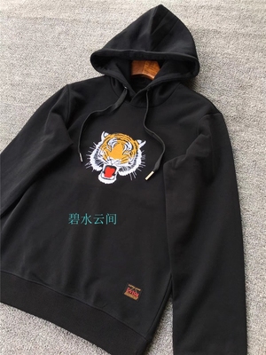 19秋冬EV 前后老虎刺绣纯棉 男式连帽套头卫衣原单
