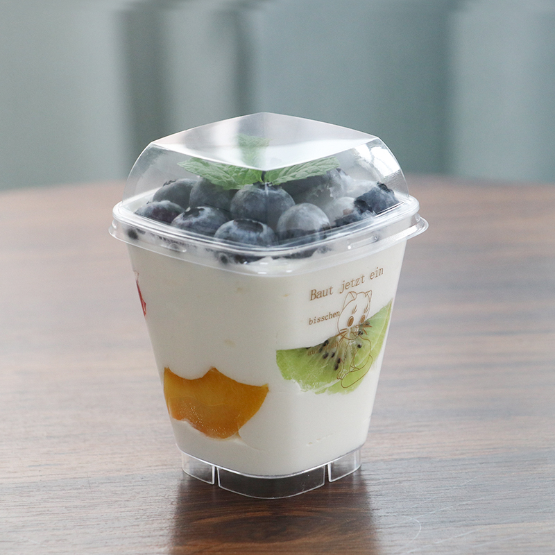 Mousse Cup Pudding Cup Mousse Desser Cup Cup Yogurt Custard Taro Ball Cup Disposable Plastic with Lid Large 250ml