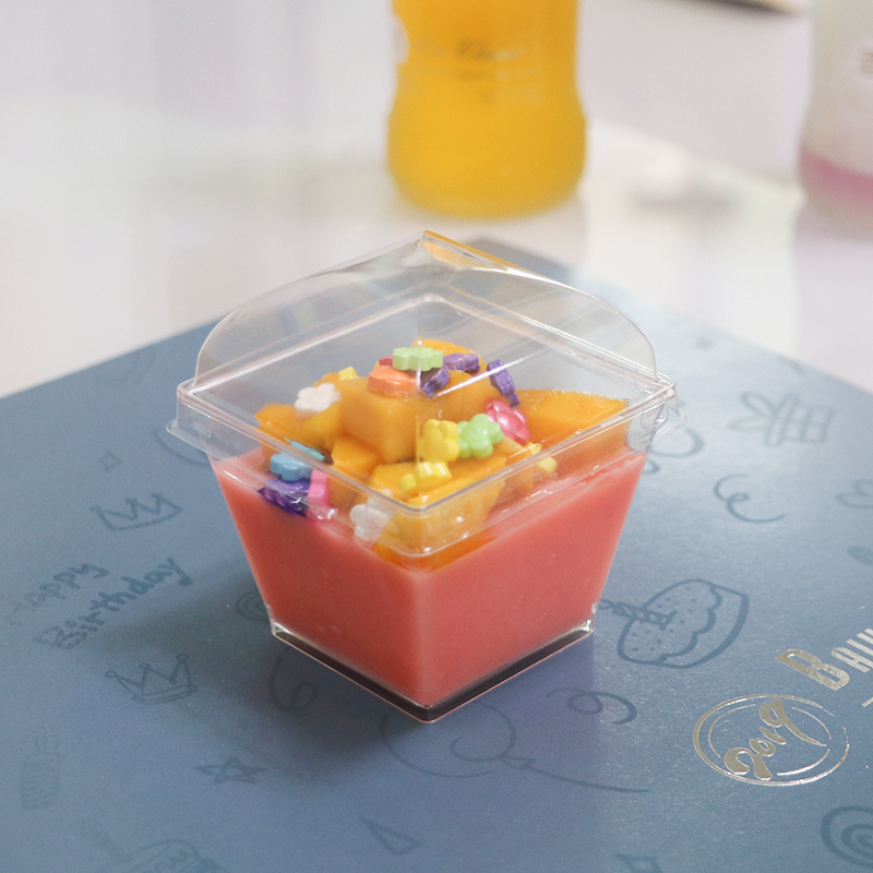 Transparent Square Trapezoid Mousse Cup Pudding Cup Mousse Desser Cup Tiramisu Cup Jelly Cup Disposable Plastic with Lid