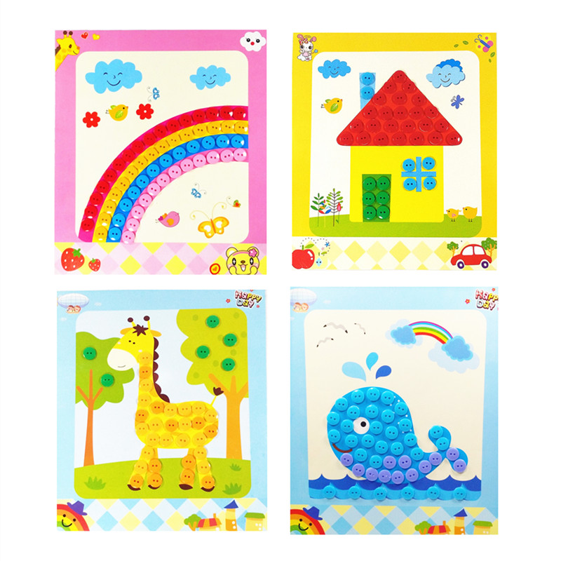 纽扣画diy手工材料包 宝宝幼儿园儿童扣子画钻石贴画粘贴制作益智