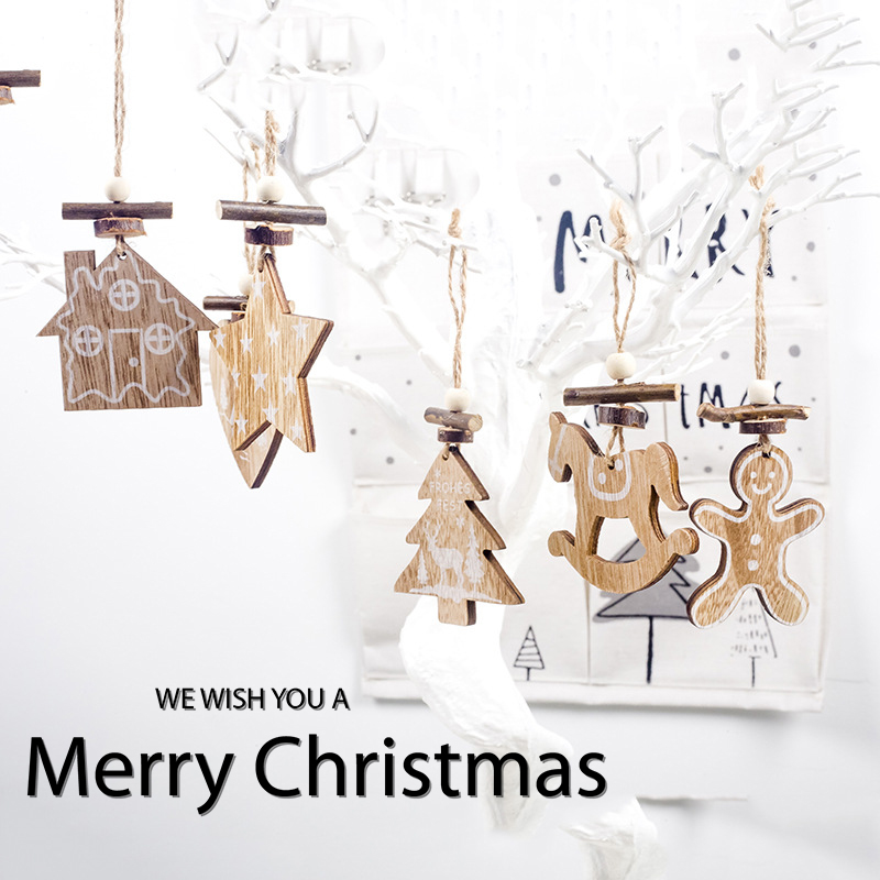 cistmas decoration supplies ins nordic style hemp rope wooden cistmas pendant cistmas tree closet decoration small ornaments