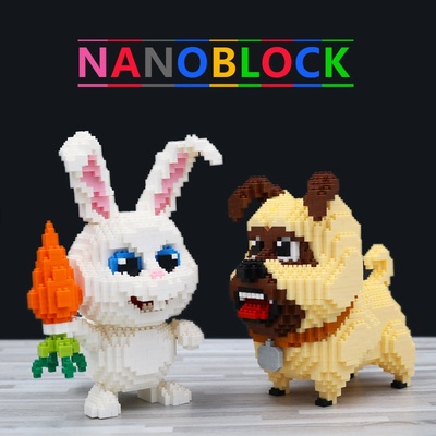 爱宠大机密小白兔子公仔nanoblock兼容乐高微小颗粒拼装积木成人