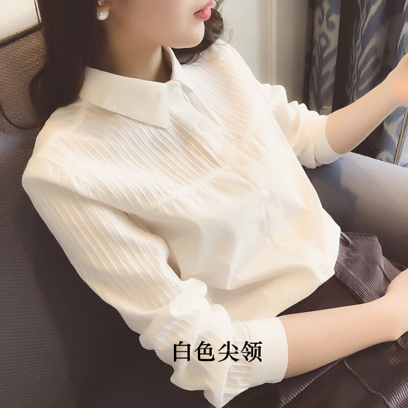 韓版棉白色襯衫女長袖