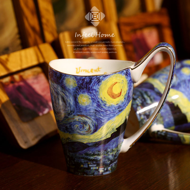 van gogh vintage water cup couple mug large capacity creative coffee cup female hand painted european style art gift huaizi