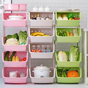 kitchen shelf domestic storage shelf fruit and vegetable basket multi layer vegetable basket floor shelf toy-1