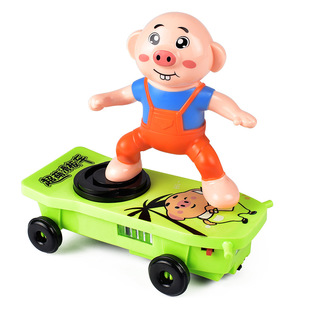 抖音同款玩具小萌猪滑板车儿童电动滑不倒翻滚特技宝宝玩具车礼物