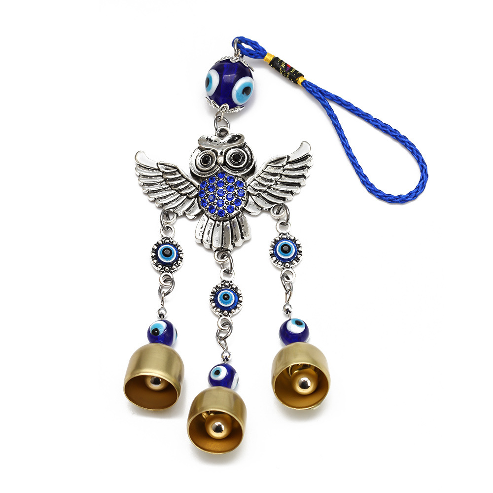 Creative Blue Butterfly Keychain Devil's Eye Pendant Alloy Wall Hanging Bedroom Wall Door and Window Decoration Pendant