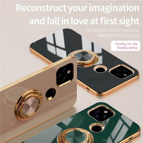 Stylish Chic Electroplated Slim Fit Magnetic Finger Ring Kickstand 7, 7 Pro, 6, 6 Pro Google Pixel Phone Case