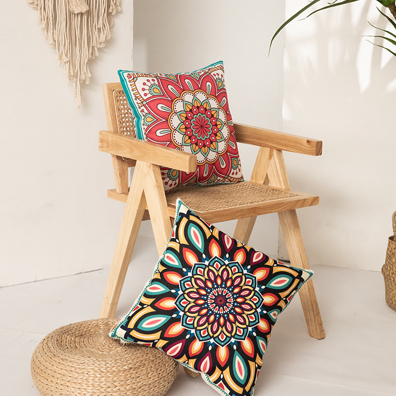 High Elastic Breathability Cotton and Linen Pillow Ethnic Style Home Pillow Cover Cushion Living Room Sofa Bohemian Guest Square Pillow