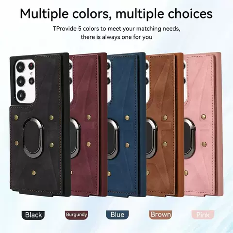 Phone Cases Covers Leather Rivet Magnetic Support Ring Buckle Kickstand Card Holder Galaxy S23, Galaxy S23 Plus, Galaxy S23 Ultra, Galaxy S22, Galaxy S22 Plus, Galaxy S22 Ultra, Galaxy S21, Galaxy S21 Plus, Galaxy S21 Ultra, Galaxy S20, Galaxy S20 Plus, Galaxy S20 Ultra,