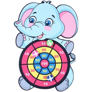 儿童粘球飞镖盘大象沾沾球标靶粘靶硬质动物卡通小象植绒宝宝玩具