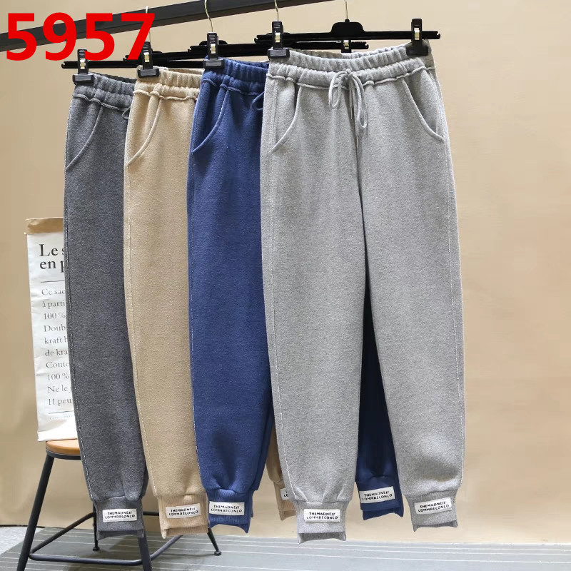 2018新款秋冬白色卫裤女加绒加厚韩版休闲裤子哈伦