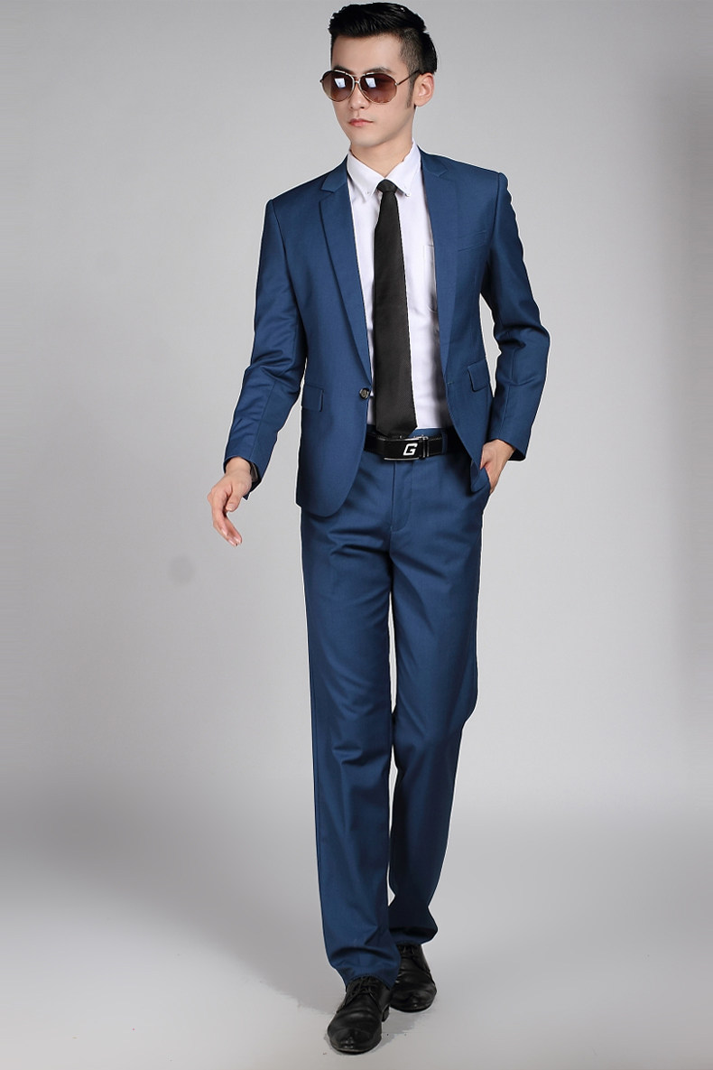 银灰色西服套装休闲男婚纱摄影楼演出礼服修身商务新郎伴郎西装潮