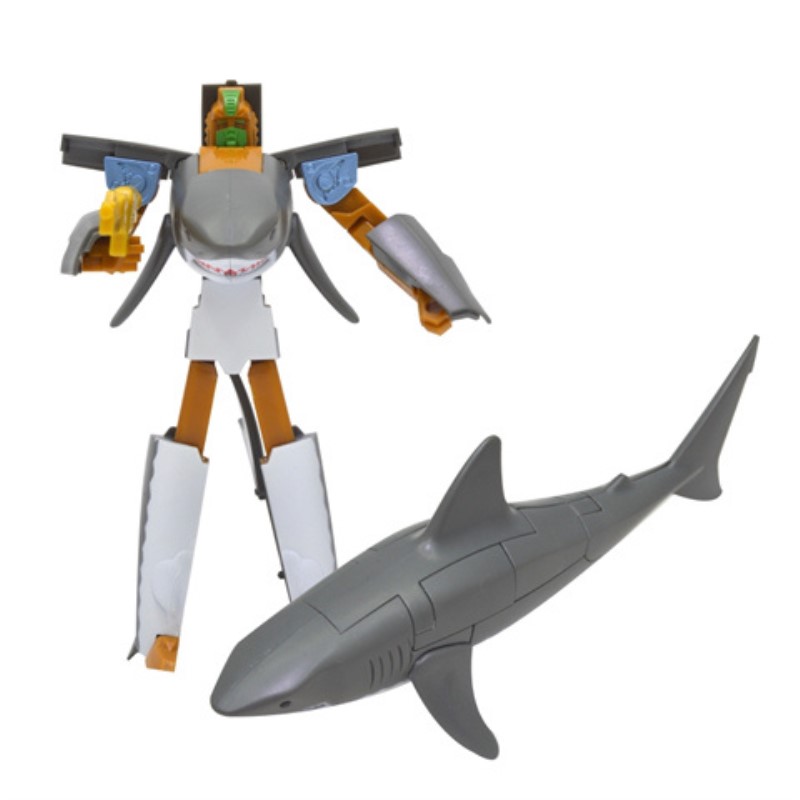海洋动物鲨鱼变形金刚仿真海豚虎鲸大白鲨机器人益智变形玩具包邮