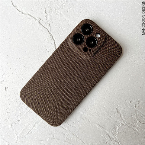 Brown — Canvas Fabric Anti Slip 15, 14, 13, 12, 11 iPhone Case
