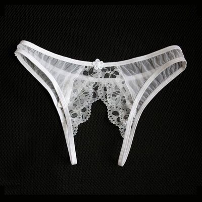 黑白色镂空蕾丝边女内裤极度诱惑性感透明透视薄纱情绪T裤丁字裤-淘宝网