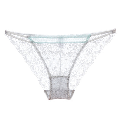 少女美屋性感蕾丝透明低腰内裤超薄透气提臀裆部纯棉三角裤白色夏-淘宝网