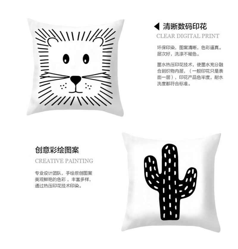 Without Core Pillow Cover Black and White English Sofa Cushion Vintage Ornament Goorson Cover Bedside Cushion Soft Cover Big Pillowcase