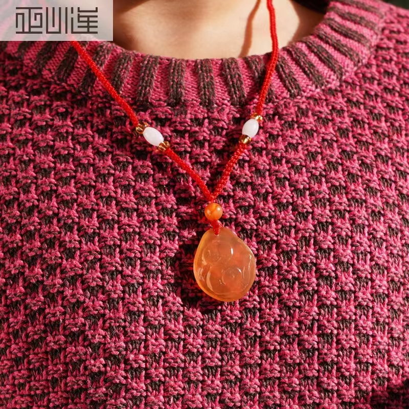 New Year Gift Heart Lotus Fish Sho Stone B Carp Toat Bone Pendant Fish Sho Stone Raw Material Children Safety Bule Bracelet Nece