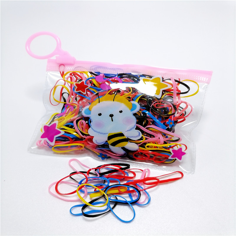Children's Disposable Rubber Band Thickening Does Not Hurt Hair Strong Pull Constantly Simple Hair Band Black Color Hair Rope Pouch Packaging