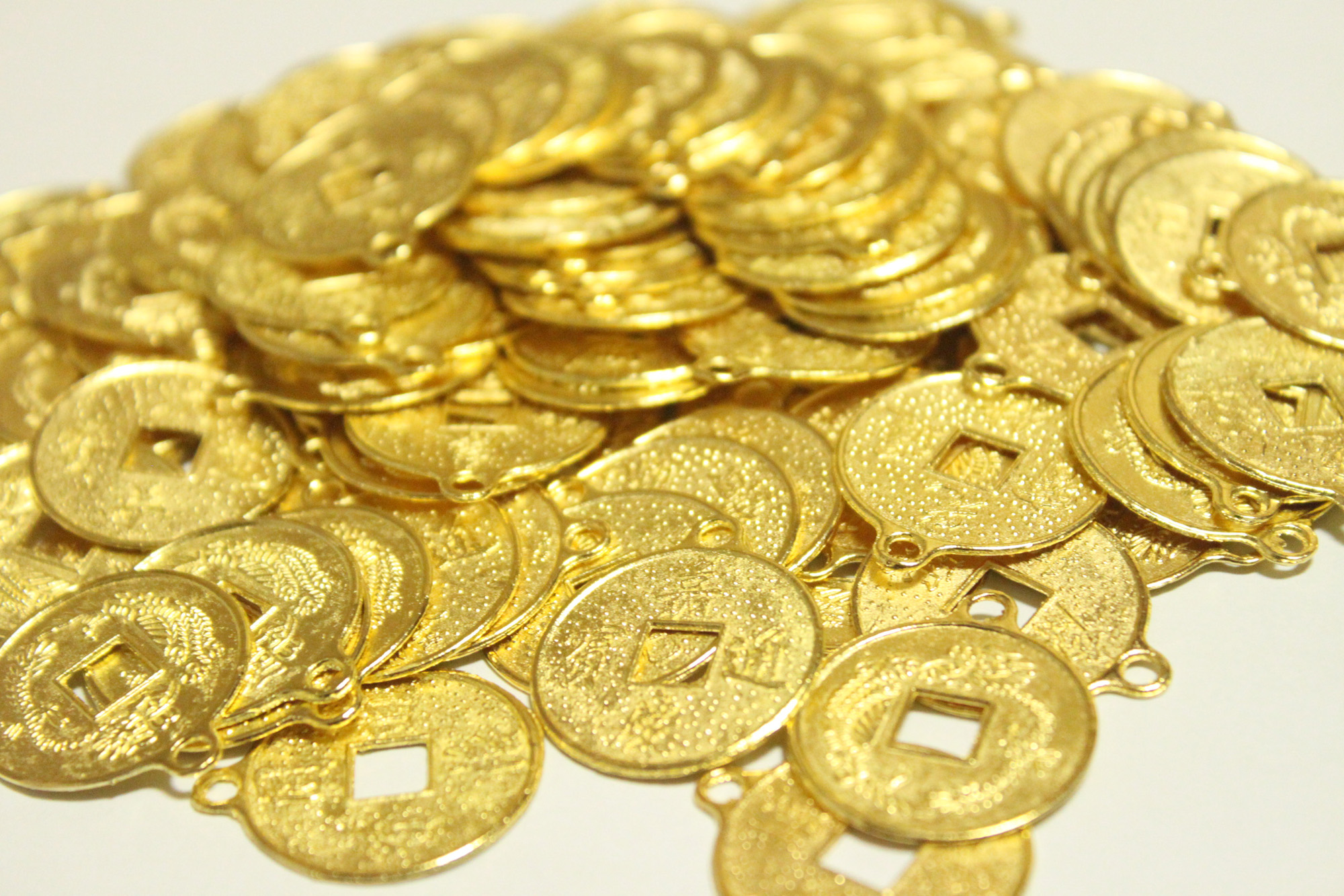 带吊头古铜色 金色铜钱 合金仿铜钱仿古币 diy手工饰品配.