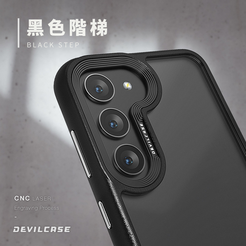 Black — DEVILCASE Tough Shockproof Transparent Clear High End Premium S23, S23 Plus Samsung Phone Case