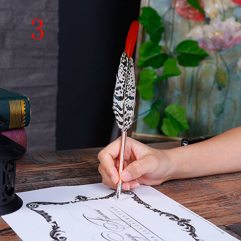 Retro European Harry Potter Feather Pen Peacock Chicken Feather Dipped in Water Pen for Teachers and Classmates Couple's Birthday Present