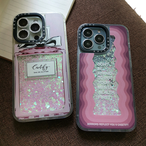 Girls Don't Be Afraid To Put Your Mental Health First Quote Text Word Shiny Bling Liquid Aqua 14, 13, 12 iPhone Case
