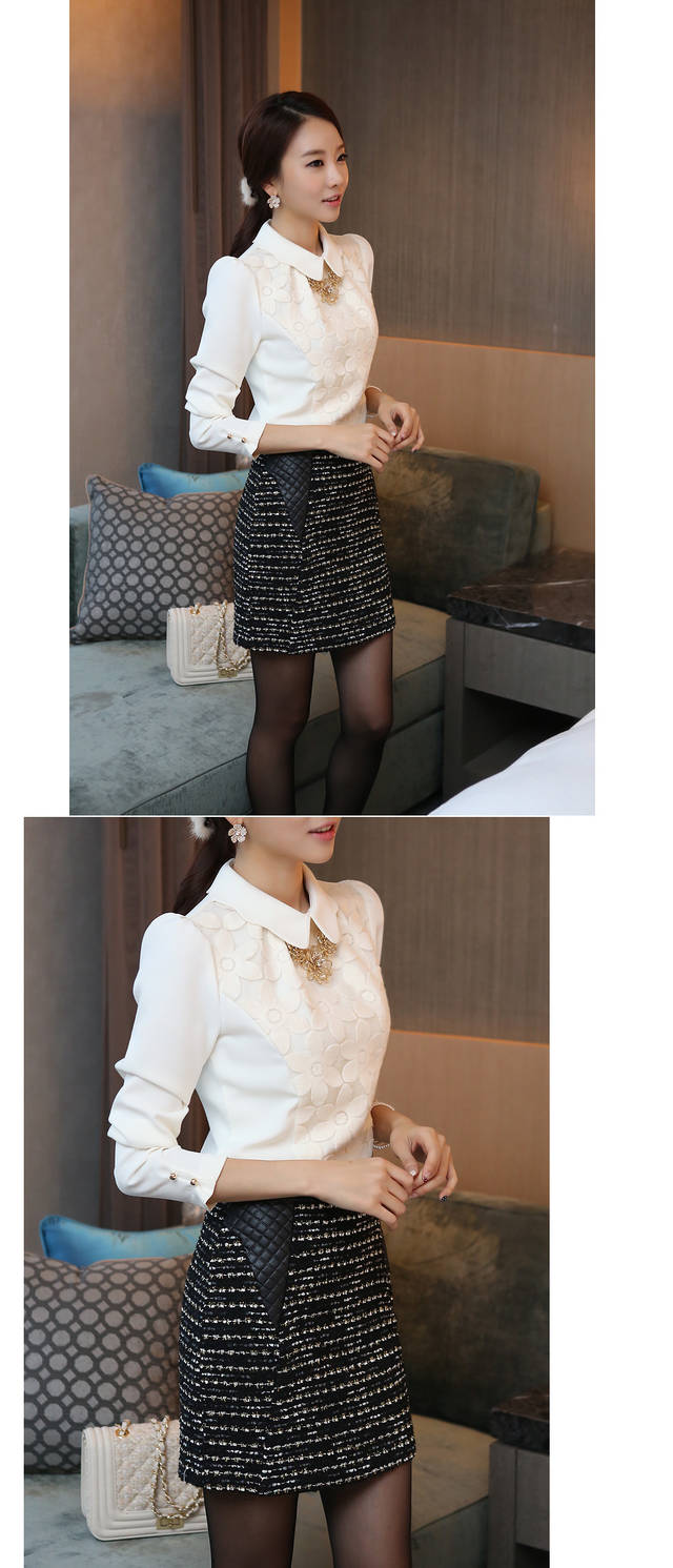 Korean Women Girl Loose Long Sleeve Embroidered Chiffon Tops Blouse