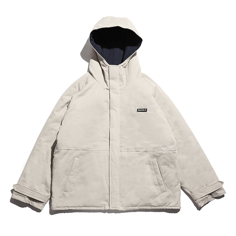Equality tooling padded jacket men's hooded fashion brand loose short padded jacket men's padded jacket winter thickening