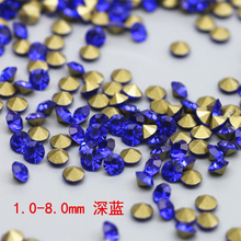 Тёмно - синий, синий, круглый, острый, кристаллический, стеклянный, DIY маникюрный, острый, 1.0 - 8.0 мм весь пакет