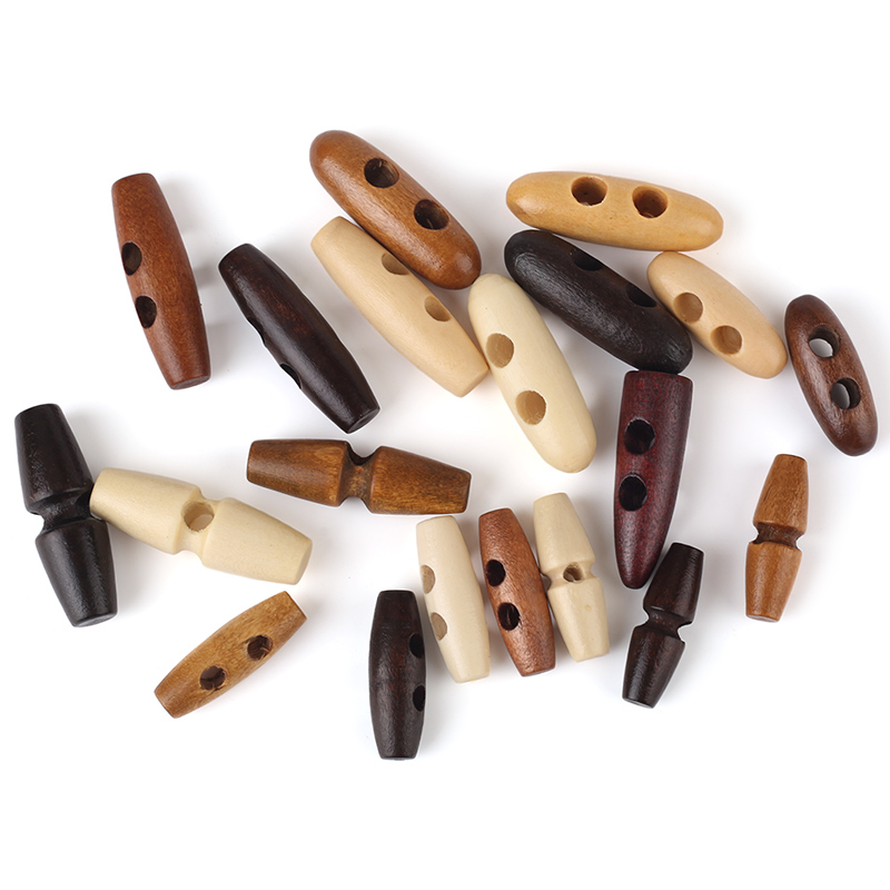 3cm4cm Olive-Shaped Wooden Button Single-Hole Two-Hole Wooden Buckle Luggage Clothing Decoration Children's Clothing Horn Button