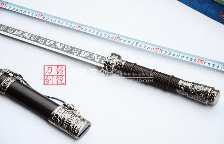 longquan sword stainless steel black wolong hard sword DLC film sword sword qin jian handicraft collection is not edged usually