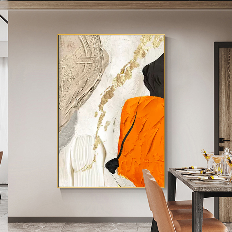 Handmade Painting Orange Dance Living Room Sofa Background Decorative Painting Hallway Abstract Texture Hanging Painting