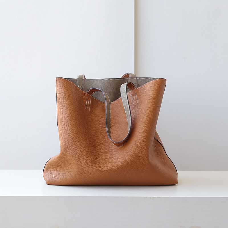 la première couche de cuir simple de grande capacité sac à bébé double face double usage sacs fourre-tout décontracté à l'intérieur et à l'extérieur en cuir véritable femme sacs la première couche de cuir simple de grande capacité sac à bébé double face double usage sacs fourre-tout décontracté à l'intérieur et à l'extérieur en cuir véritable femme sacs