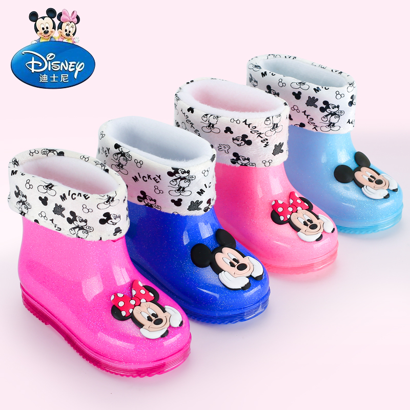 迪士尼兒童雨鞋男童女加絨1-3歲水鞋短筒防滑小童嬰幼兒寶寶雨靴