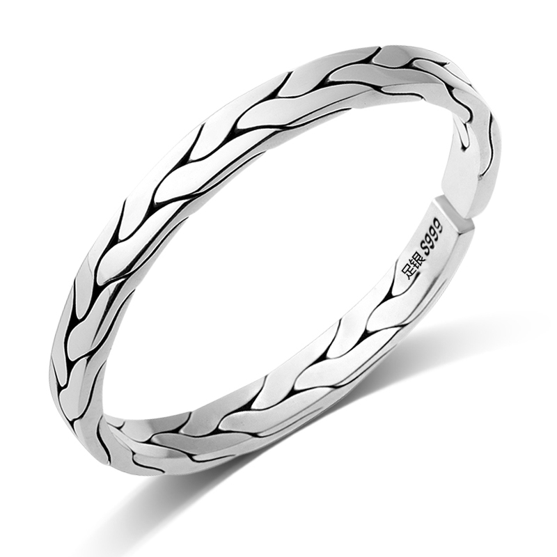 silver bracelet male s999 fine silver jewelry lovers custom pure manual weaving twist Thai silver bracelet children began to restore ancient ways
