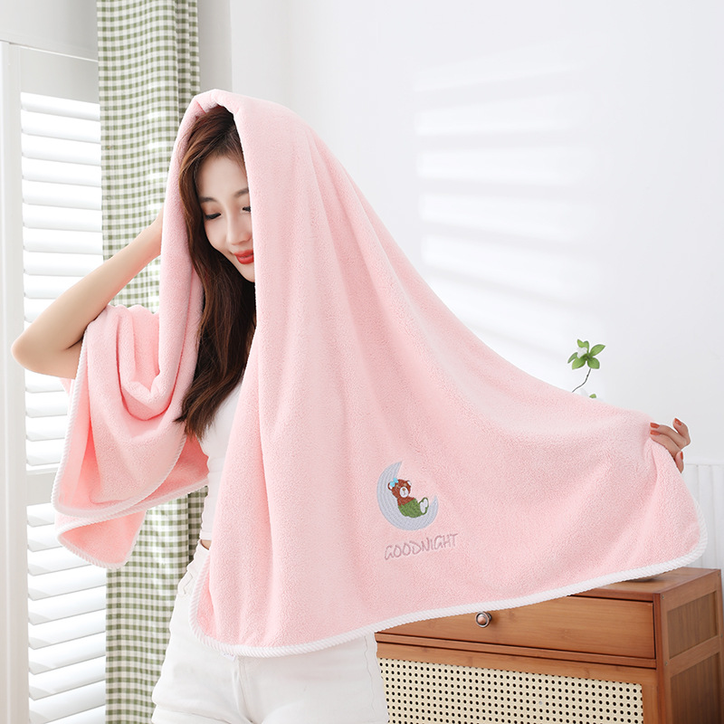 Bath Towel plus-Sized Thickened Adult Unisex Household Bath Absorbent Quick-Drying Towel Coral Fleece Wrapping Towel