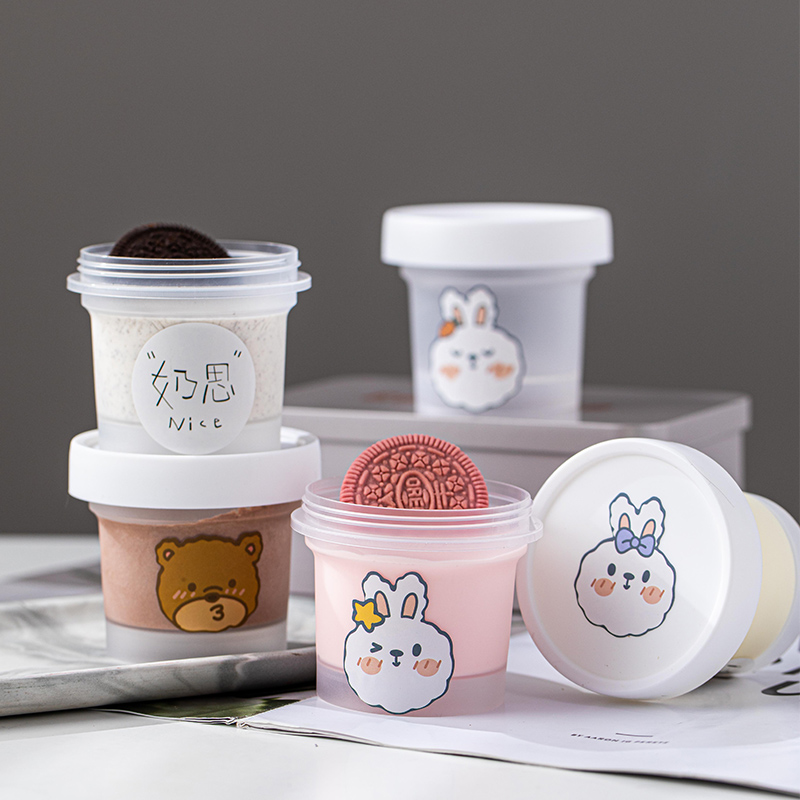 Ice Cream Cup Disposable Pudding Cup Plastic Cup with Lid Custard Packing Box Ice Cream Box