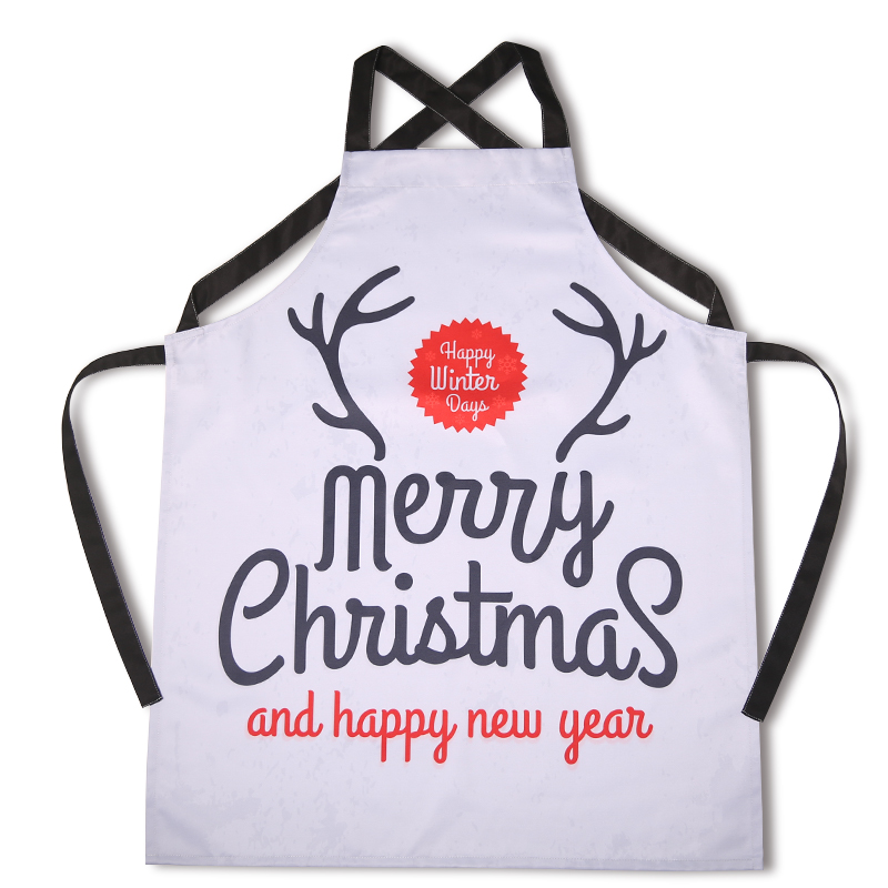 Christmas New Year Gift Baking Polyester Cotton Waterproof Apron Pattern Printing Korean Style Kitchen Couple Men and Women Custom Logo